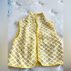 Yellow and White Quilted Vest